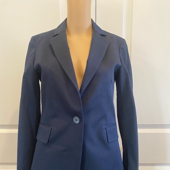 IRIS & INK Navy One Button Cotton Blazer - Picture 9 of 10